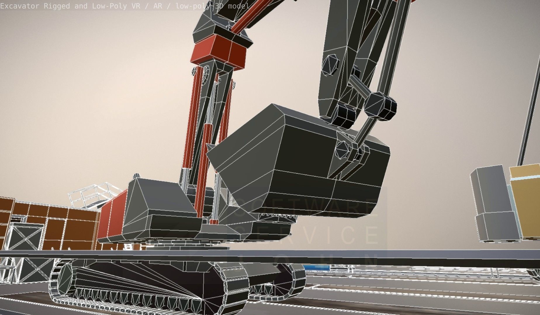Excavator Rigged and  Low-Poly  Low-poly 3D model_84