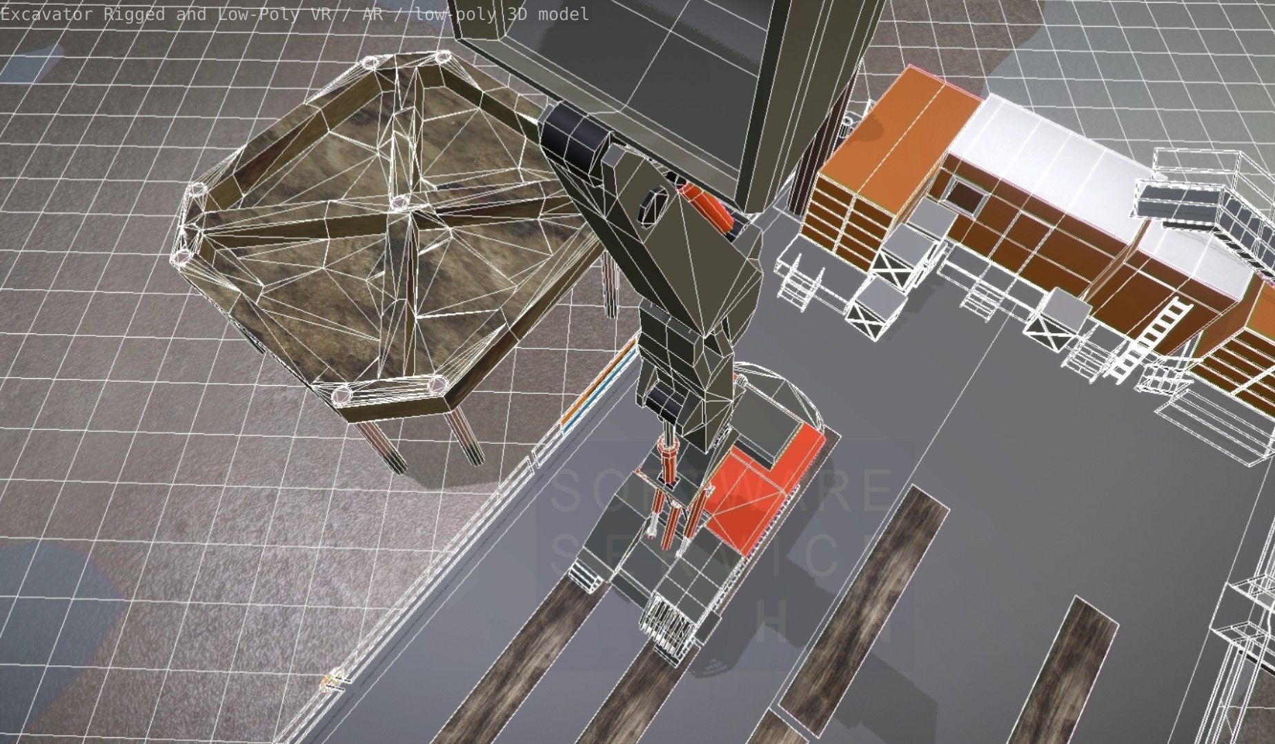 Excavator Rigged and  Low-Poly  Low-poly 3D model_80