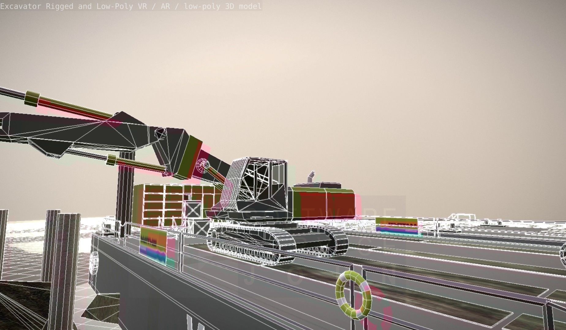 Excavator Rigged and  Low-Poly  Low-poly 3D model_71