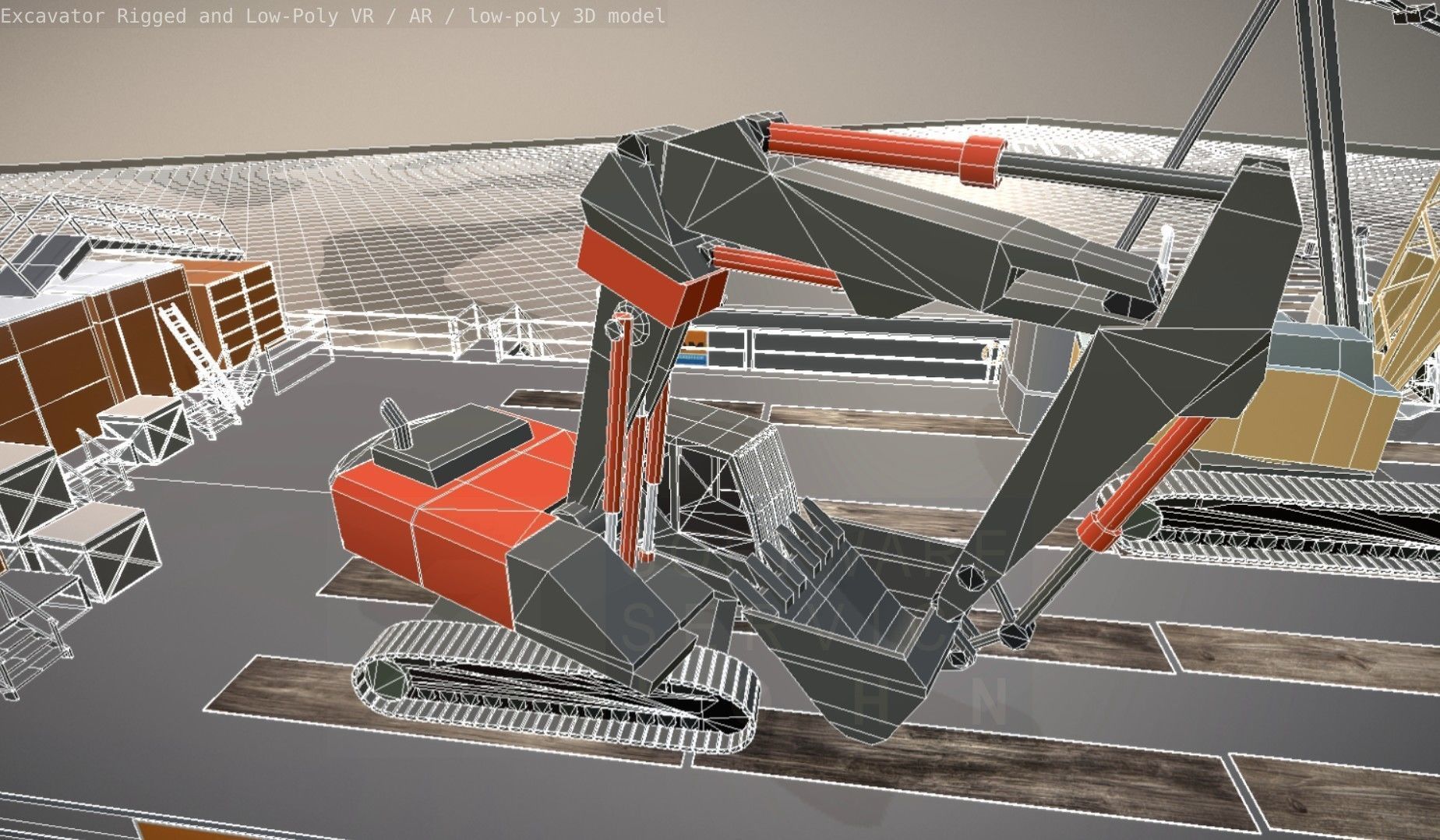 Excavator Rigged and  Low-Poly  Low-poly 3D model_92