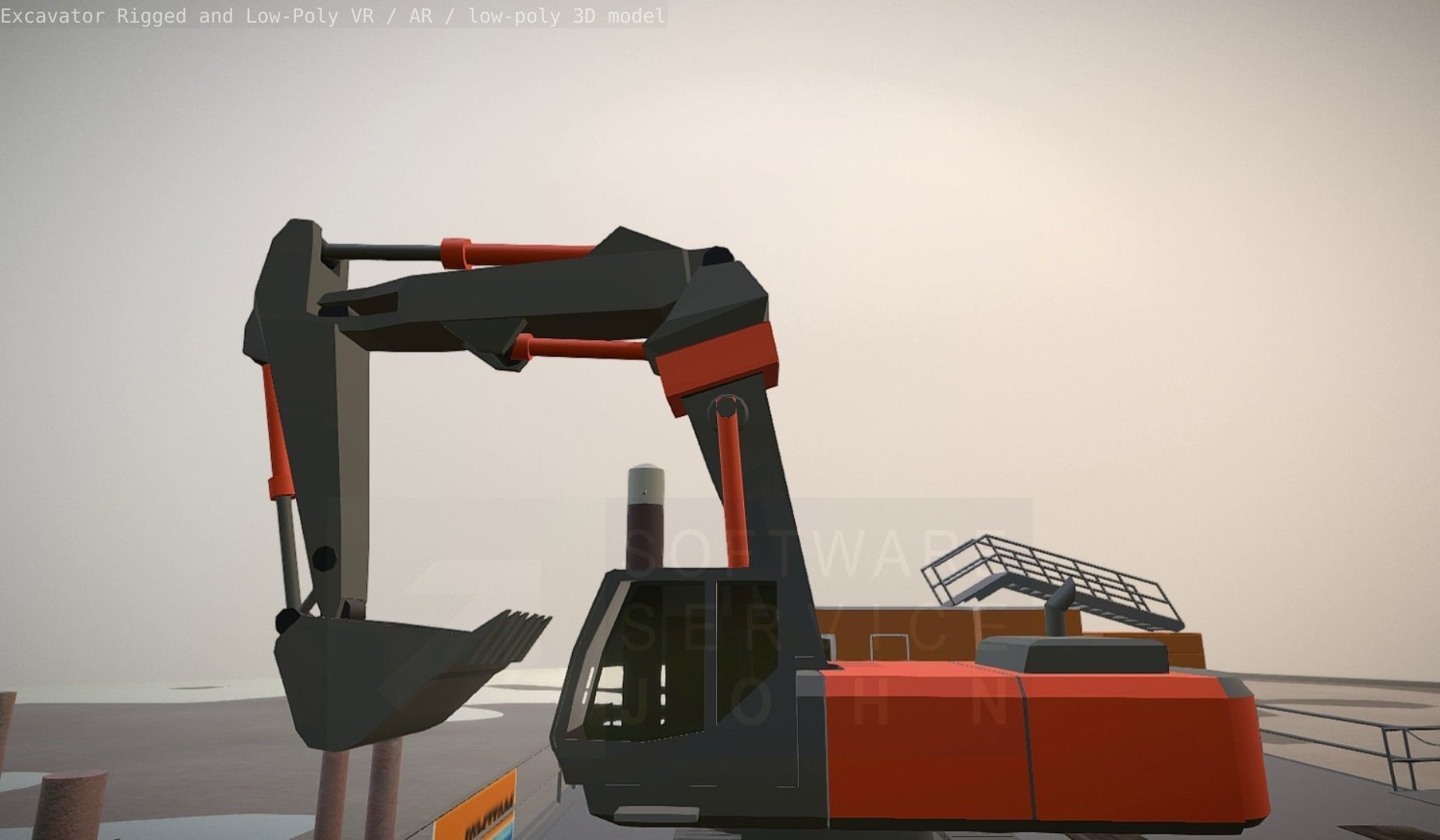 Excavator Rigged and  Low-Poly  Low-poly 3D model_49