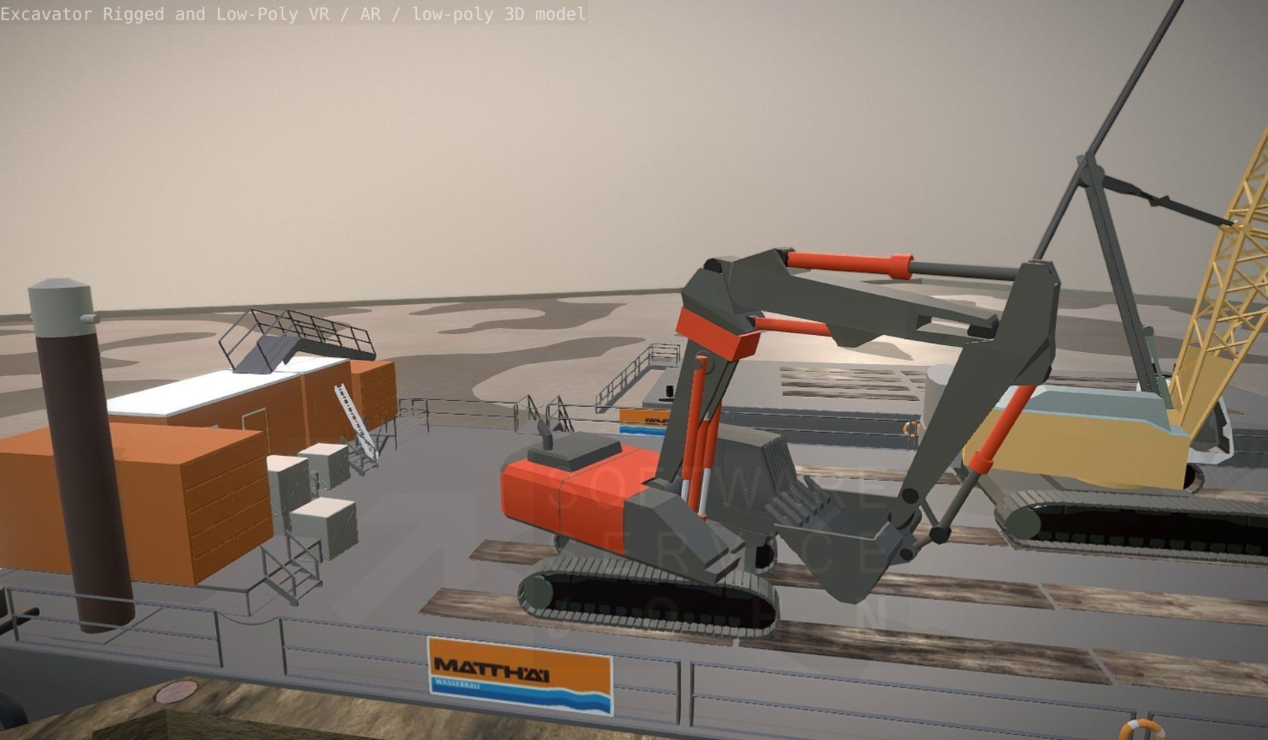 Excavator Rigged and  Low-Poly  Low-poly 3D model_57