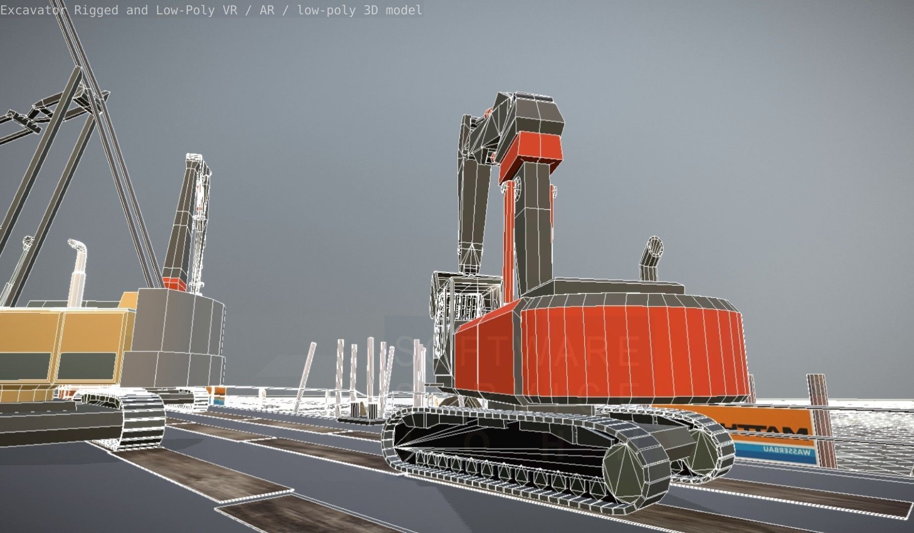 Excavator Rigged and  Low-Poly  Low-poly 3D model_77