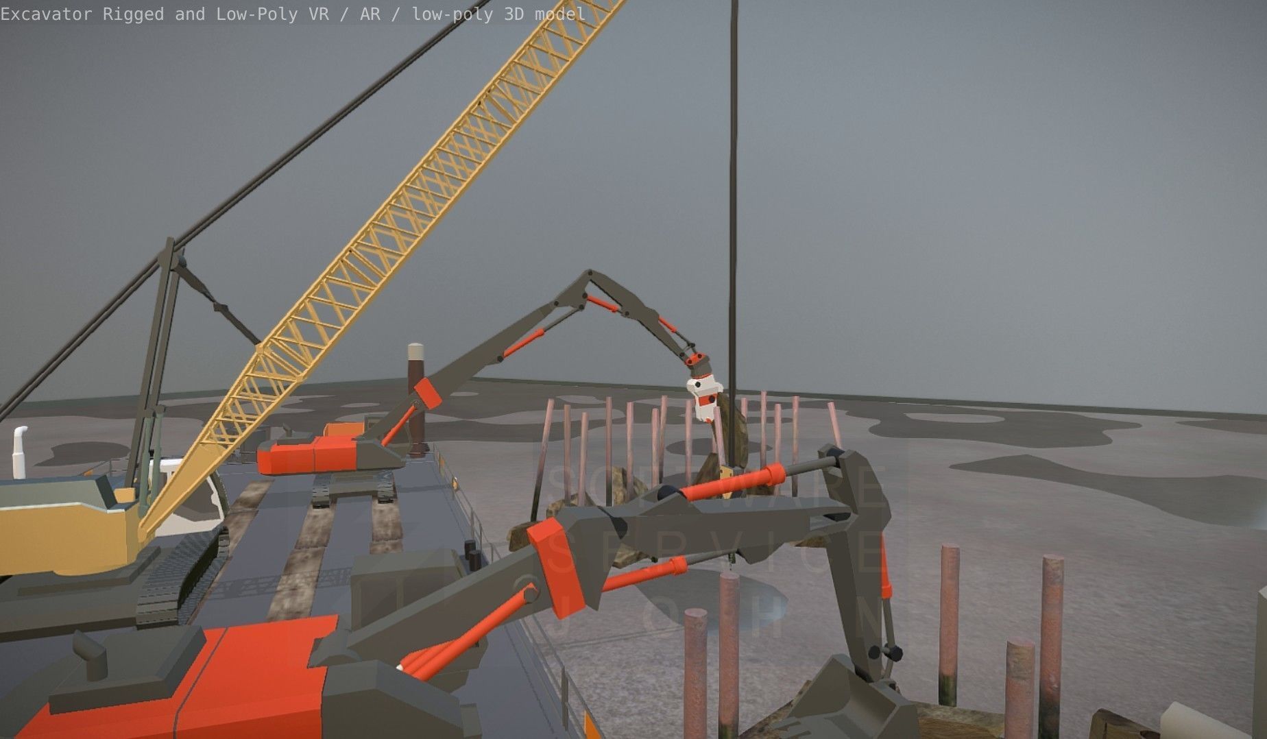 Excavator Rigged and  Low-Poly  Low-poly 3D model_58