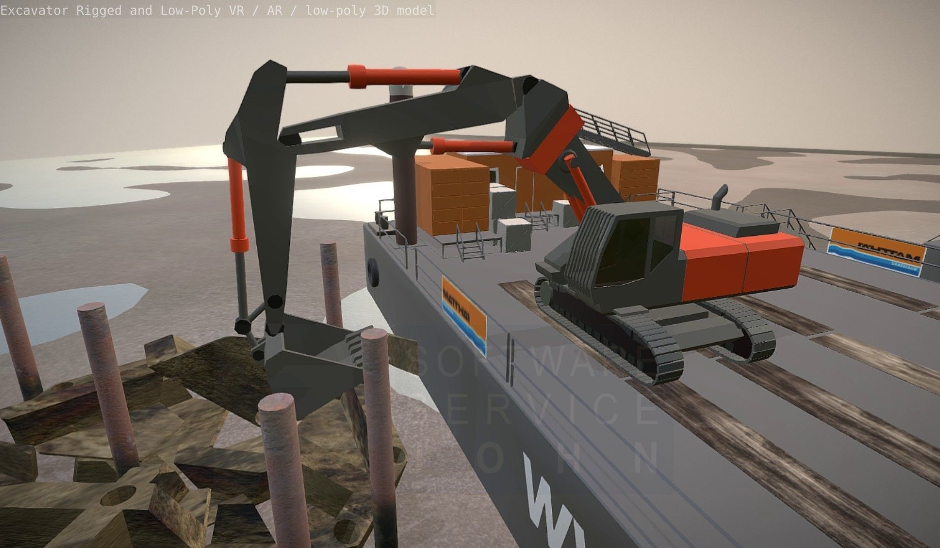 Excavator Rigged and  Low-Poly  Low-poly 3D model_48