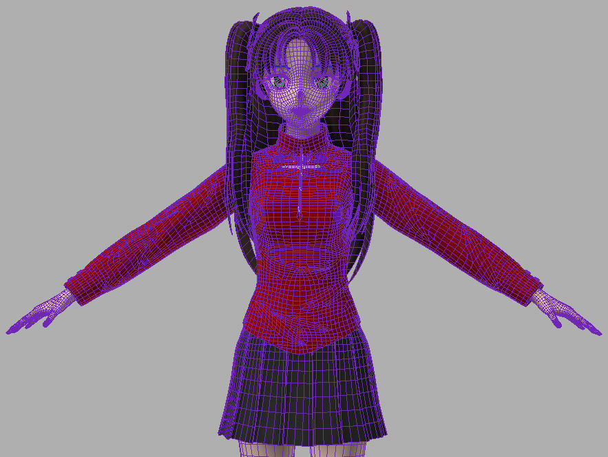 T pose nonrigged model of Rin Tohsaka anime girl 3D model_7