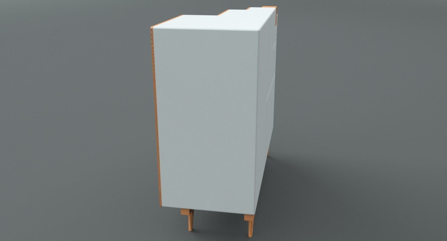 Japanese Step-Chest Cabinet Low-poly 3D model_3