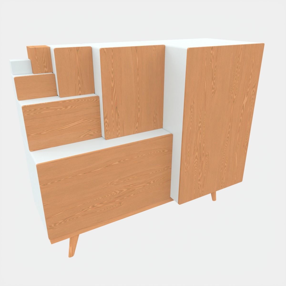 Japanese Step-Chest Cabinet Low-poly 3D model_6