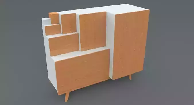 Japanese Step-Chest Cabinet Low-poly 3D model