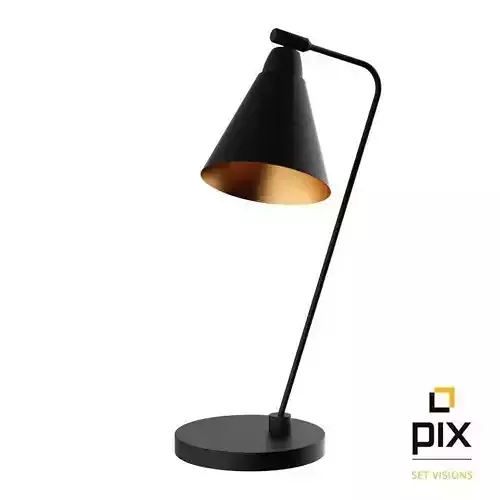 Black Table Lamp with Copper Interior