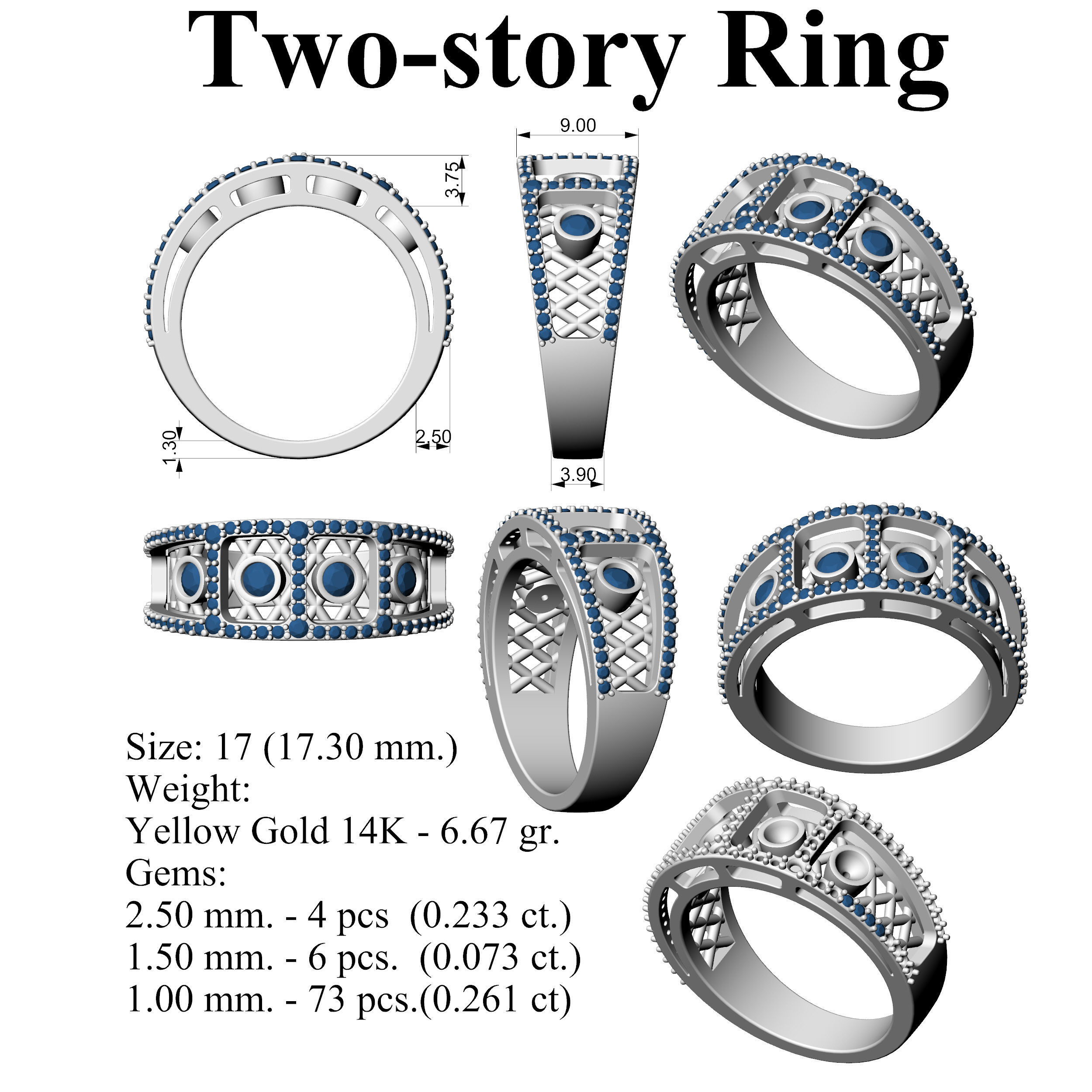 Two-Story Ring  3D print model_9