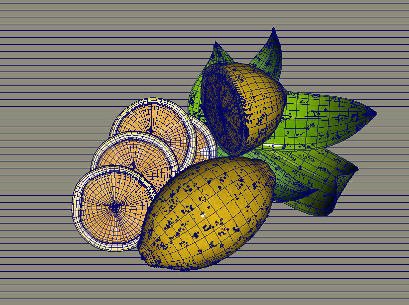 Realistic Lemon lemons and leaves 3D model_4