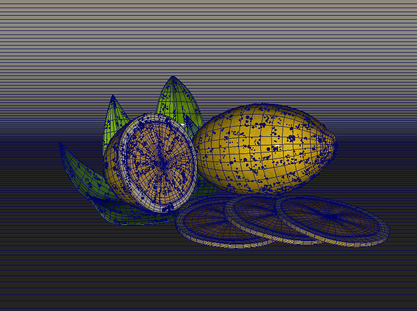Realistic Lemon lemons and leaves 3D model_1