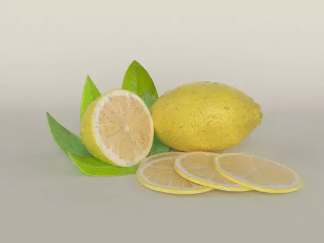 Realistic Lemon lemons and leaves 3D model_0