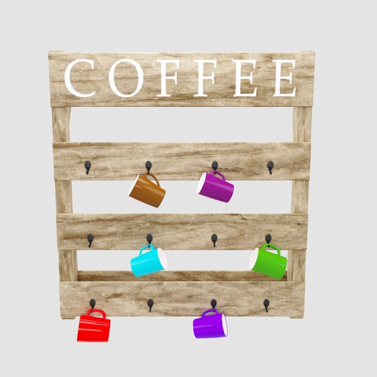 Wall Wooden Cup Holder 3D model CGTrader