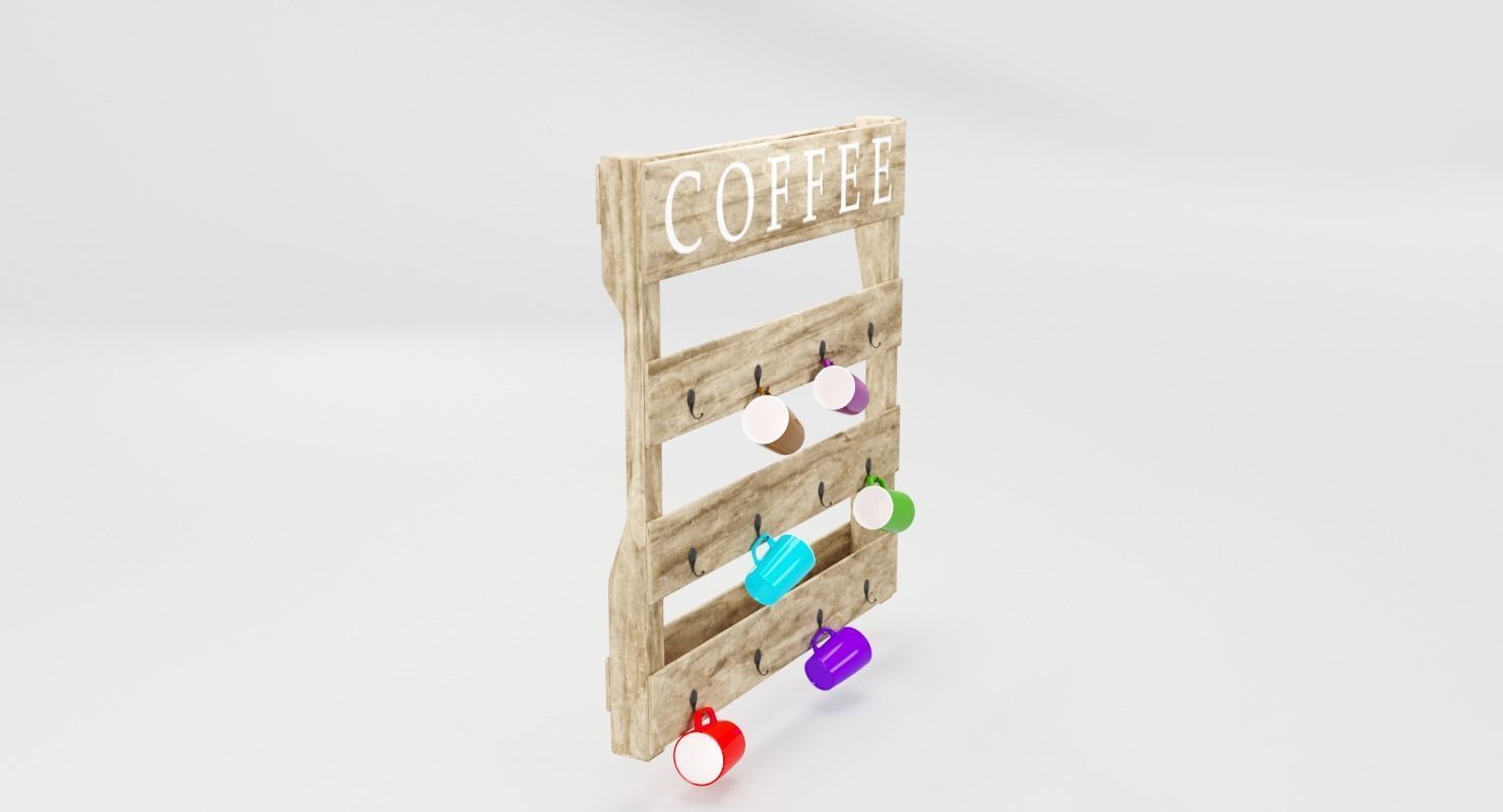 Wall Wooden Cup Holder 3D model CGTrader
