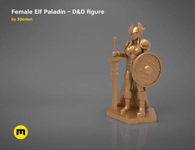 ELF PALADIN FEMALE CHARACTER    GAME FIGURES 3D print model