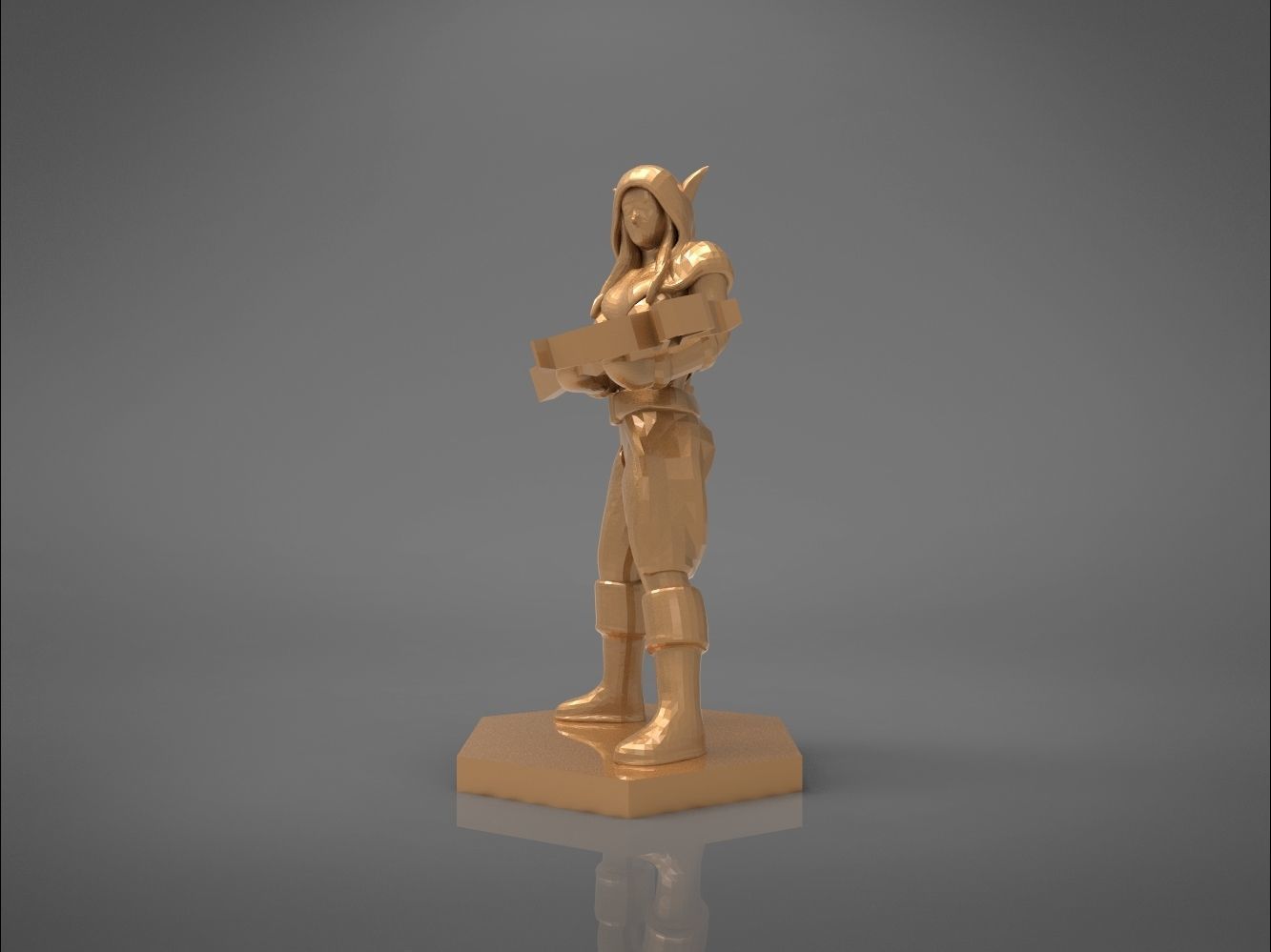 ELF RANGER FEMALE CHARACTER GAME FIGURES 3D print model_5