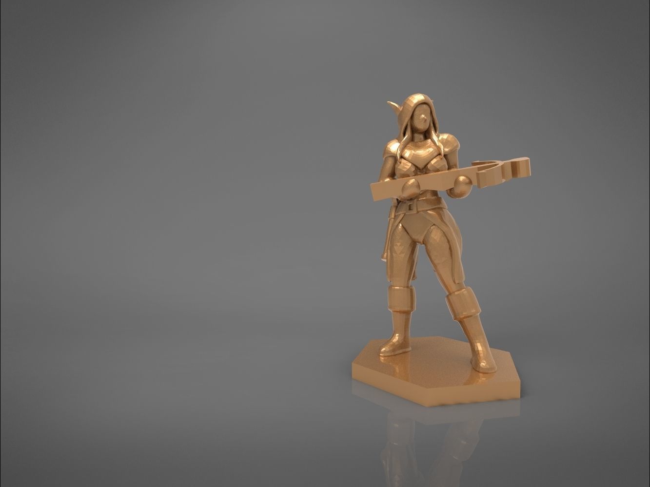 ELF RANGER FEMALE CHARACTER GAME FIGURES 3D print model_2