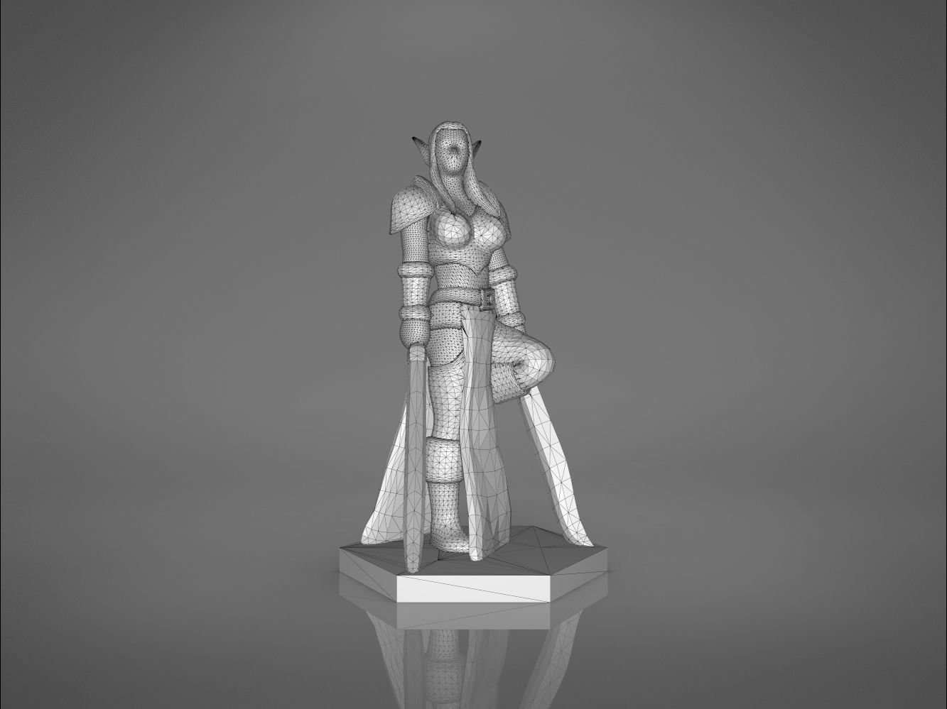 ELF WARRIOR FEMALE CHARACTER    GAME FIGURE 3D print model_14