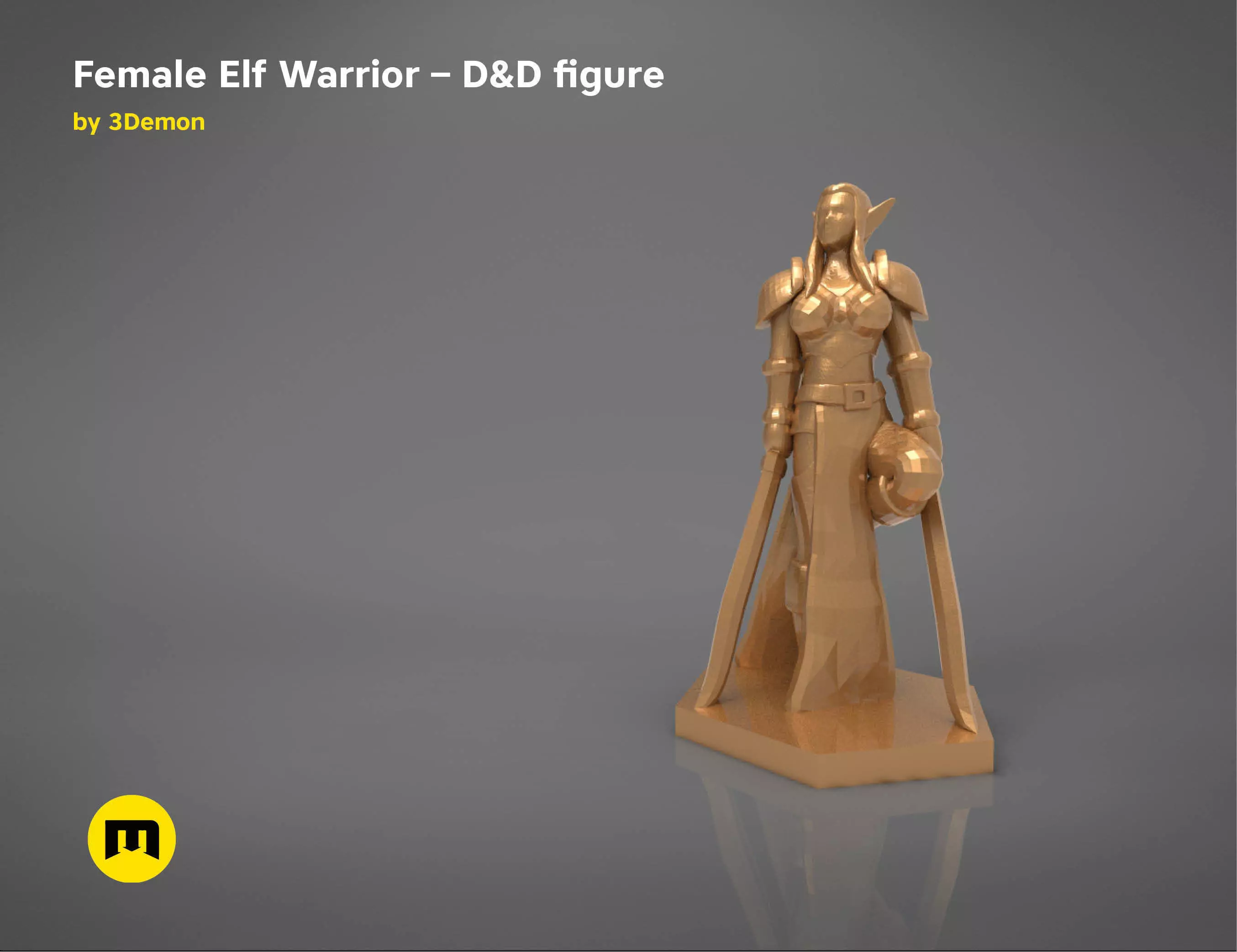 ELF WARRIOR FEMALE CHARACTER    GAME FIGURE 3D print model_0