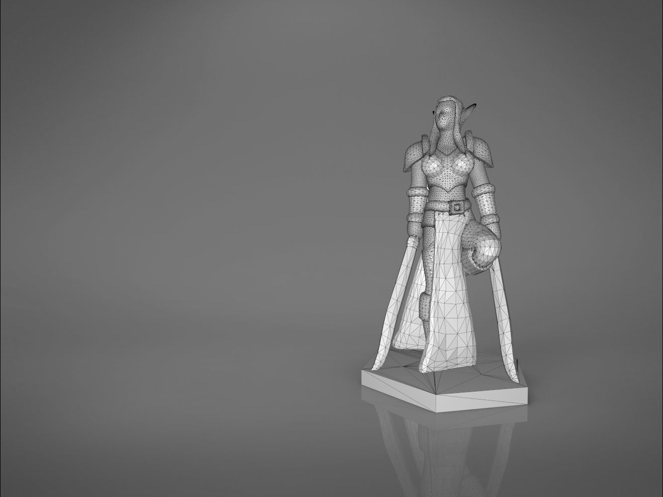 ELF WARRIOR FEMALE CHARACTER    GAME FIGURE 3D print model_16