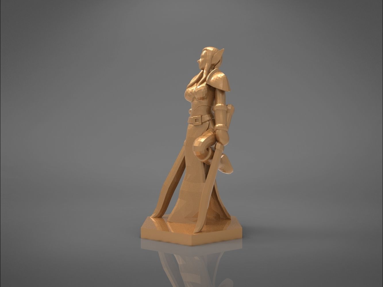 ELF WARRIOR FEMALE CHARACTER    GAME FIGURE 3D print model_3