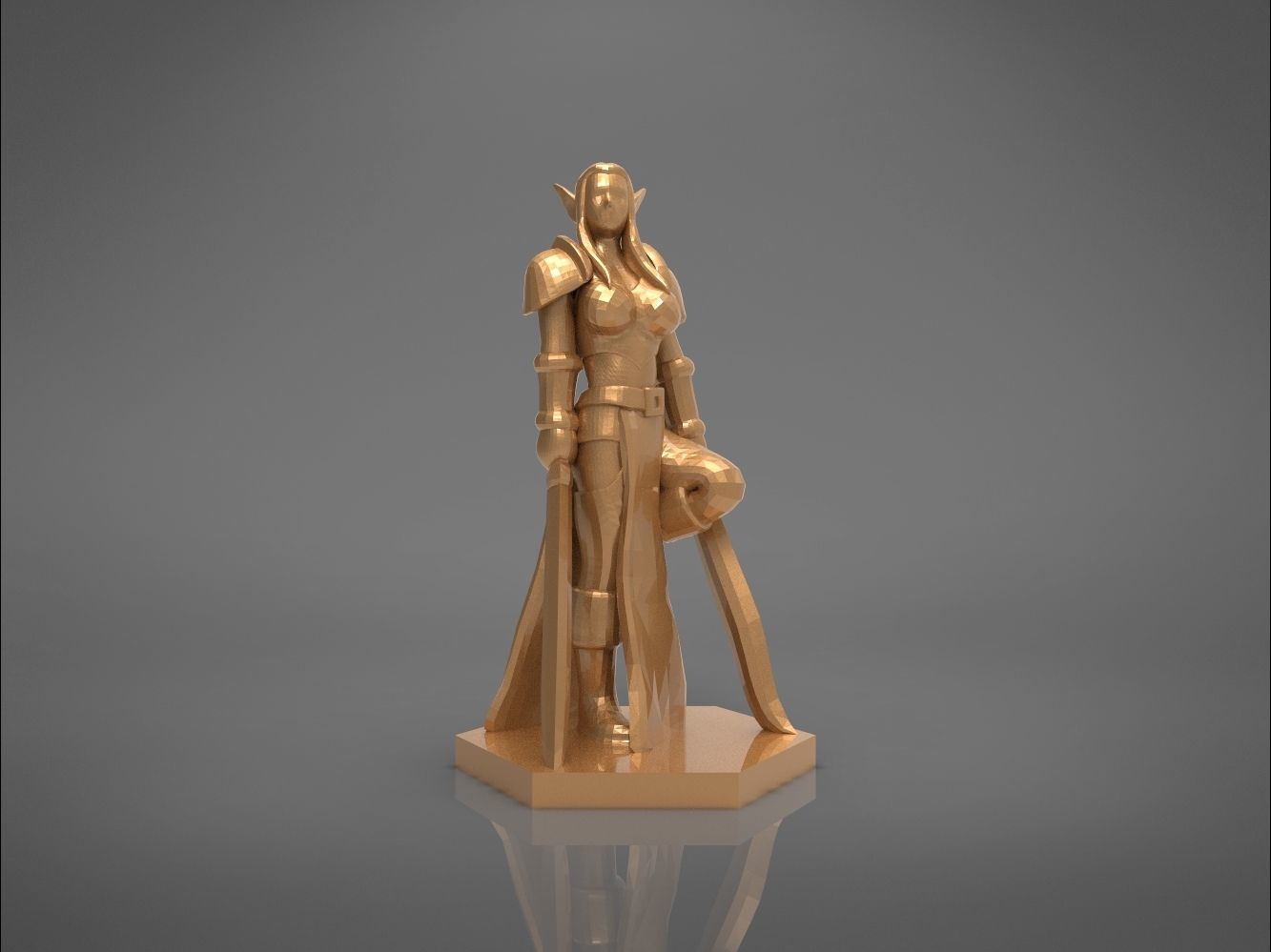 ELF WARRIOR FEMALE CHARACTER    GAME FIGURE 3D print model_4