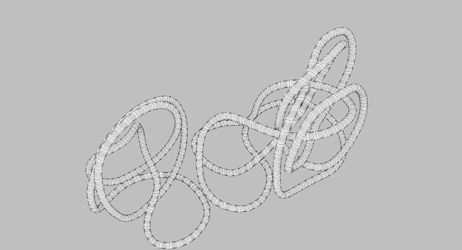 Copper Wire Sculpture Low-poly 3D model_9