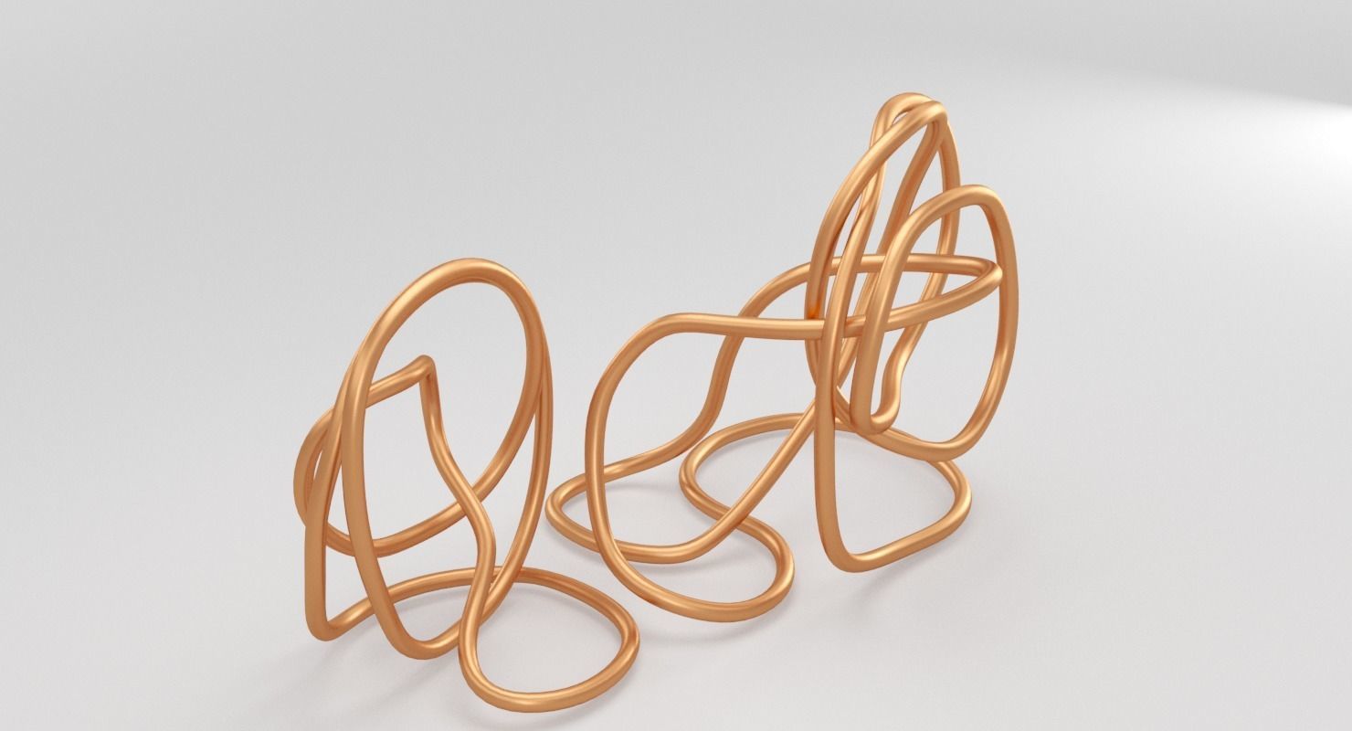 Copper Wire Sculpture Low-poly 3D model_5