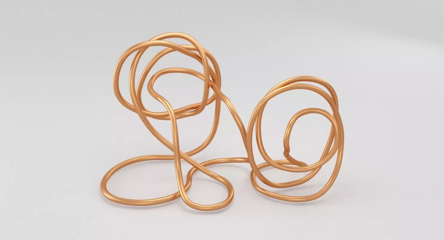 Copper Wire Sculpture Low-poly 3D model_0