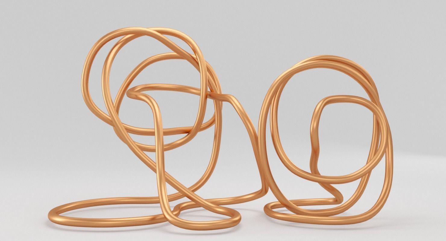 Copper Wire Sculpture Low-poly 3D model_2