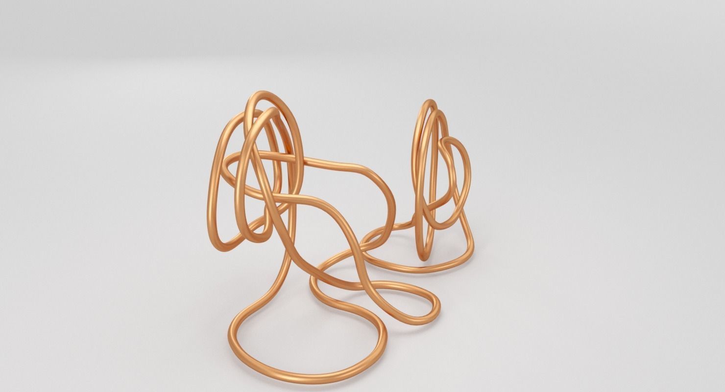 Copper Wire Sculpture Low-poly 3D model_3