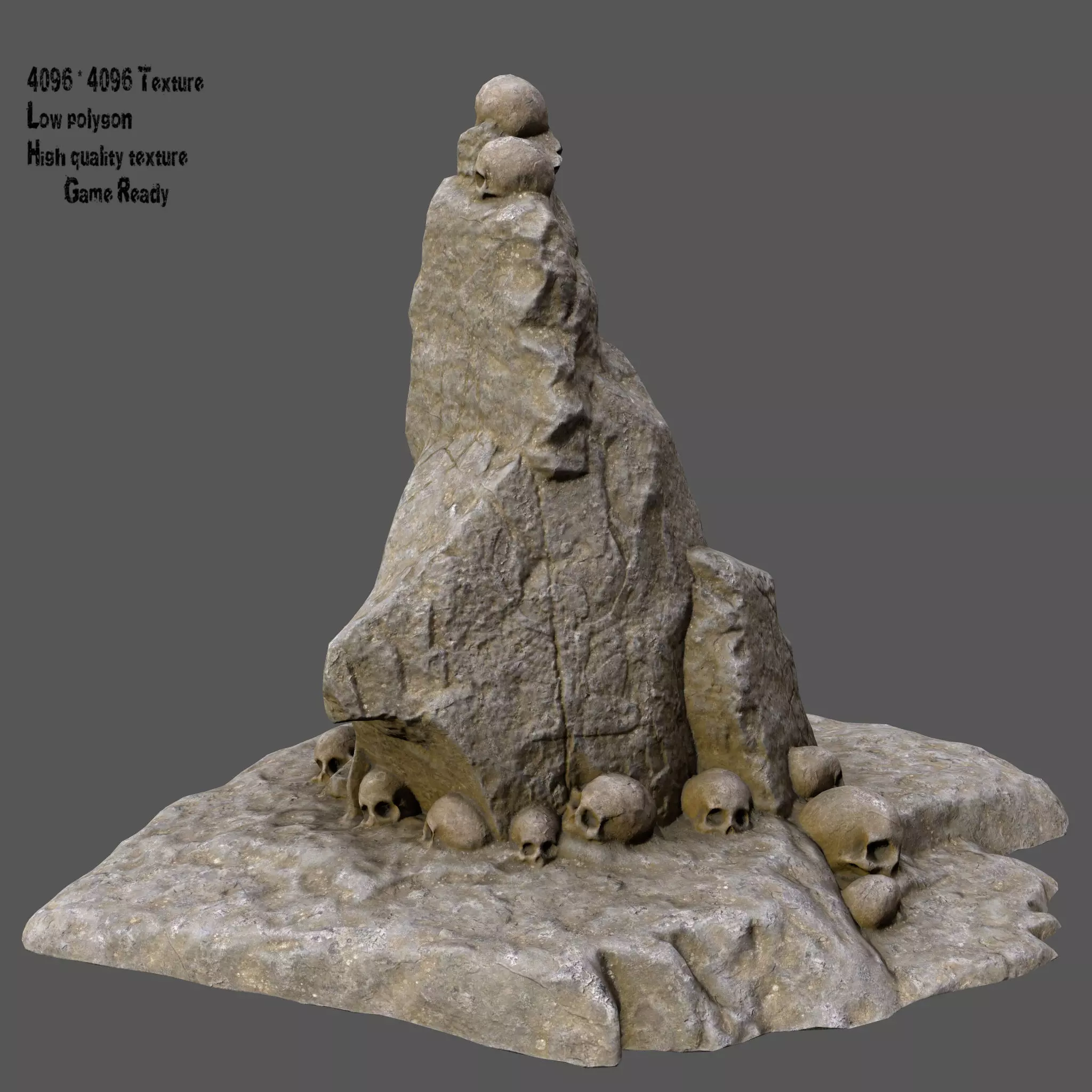 skull mountain Low-poly 3D model_0
