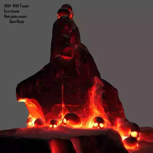lava skull stone Low-poly 3D model
