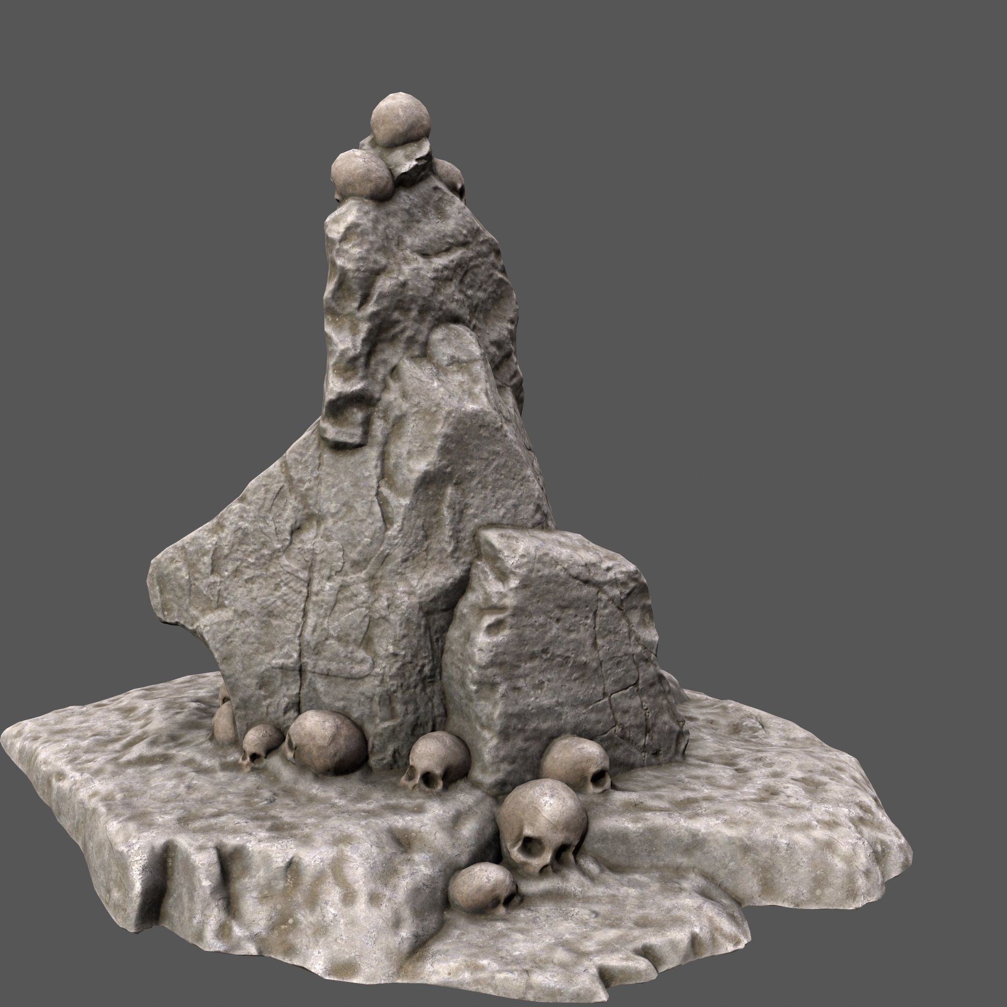 skull rock with skulls on top Low-poly 3D model_6