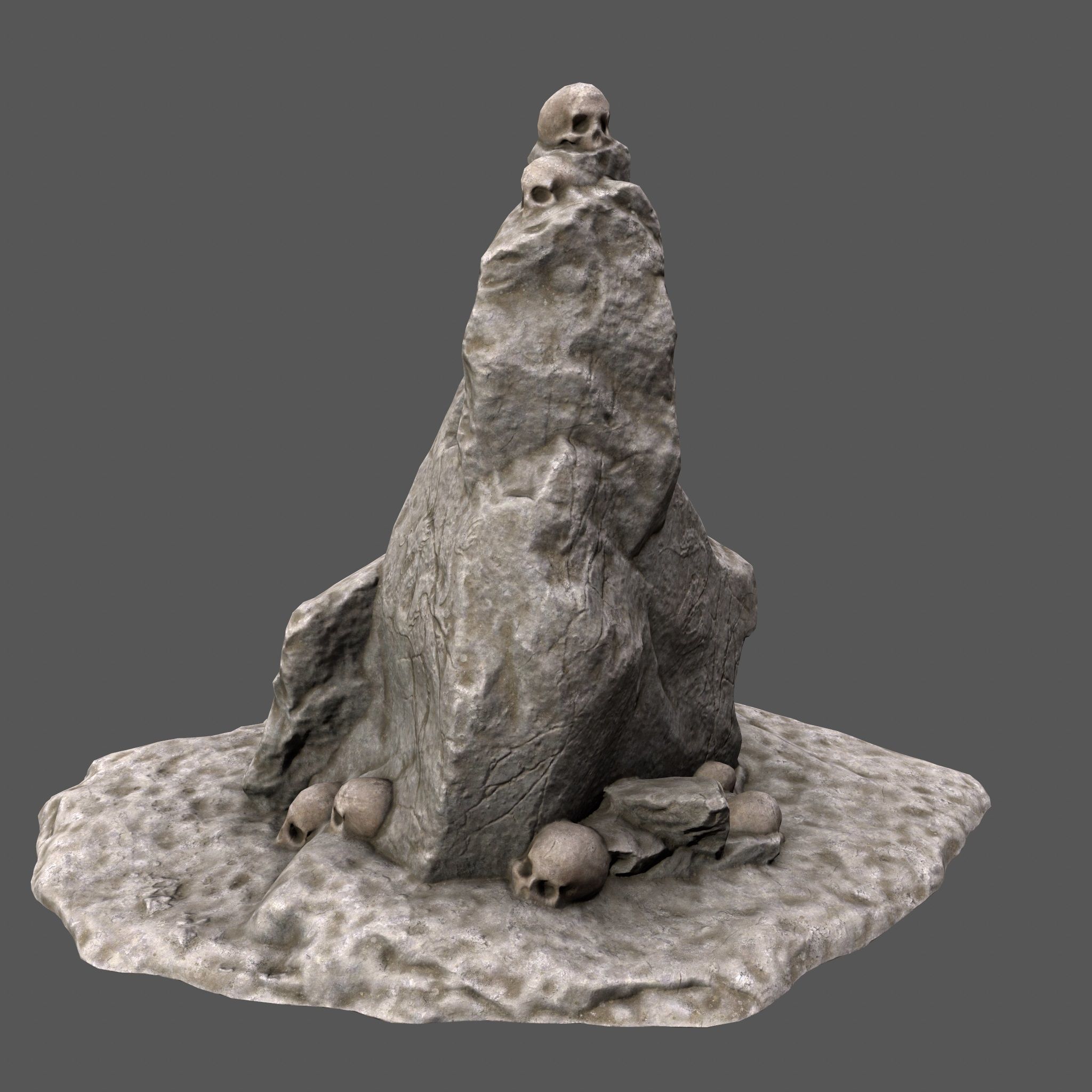 skull rock with skulls on top Low-poly 3D model_1
