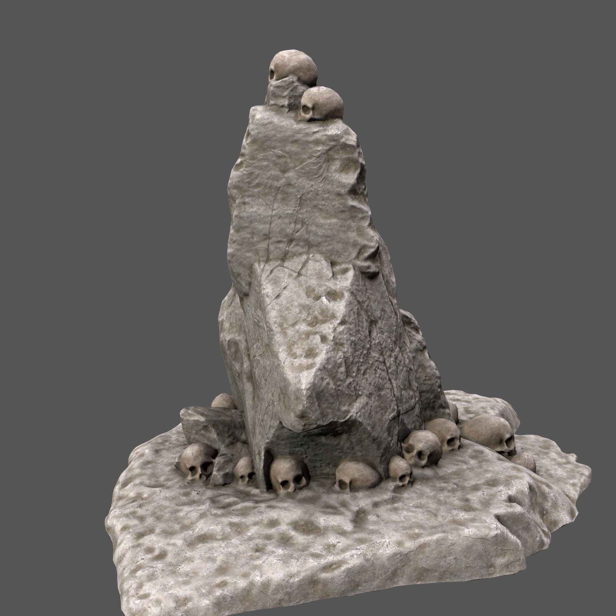 skull rock with skulls on top Low-poly 3D model_3