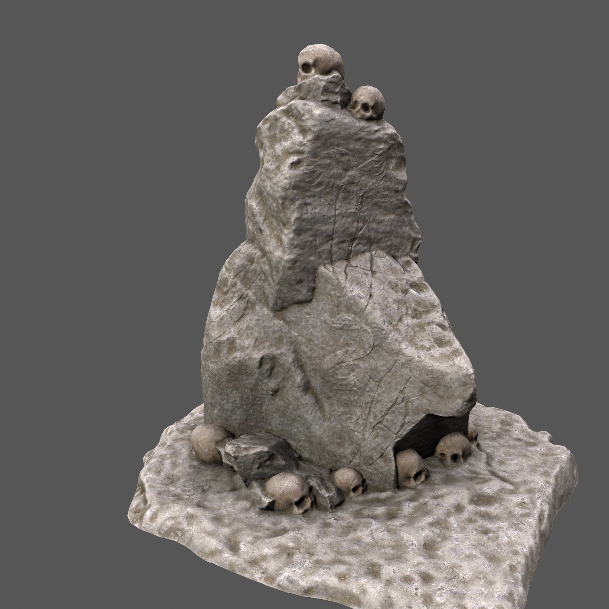 skull rock with skulls on top Low-poly 3D model_7