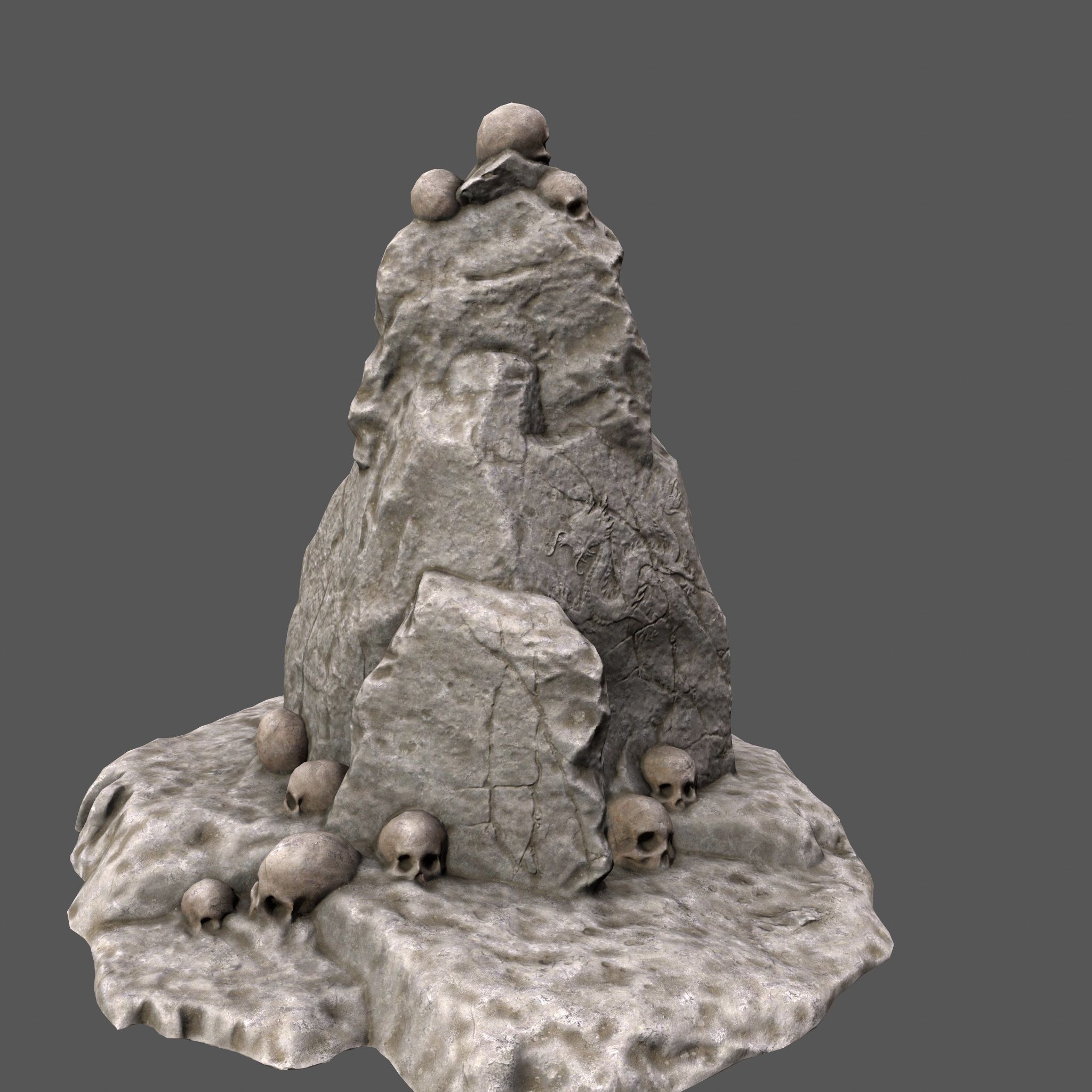 skull rock with skulls on top Low-poly 3D model_5