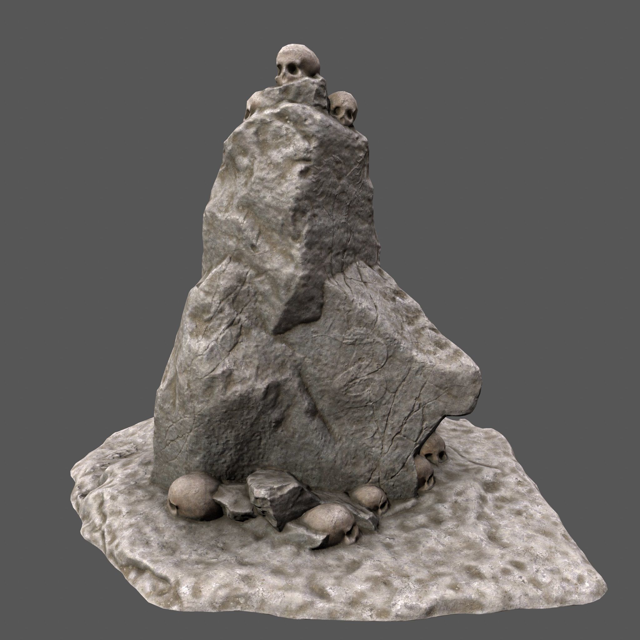 skull rock with skulls on top Low-poly 3D model_4