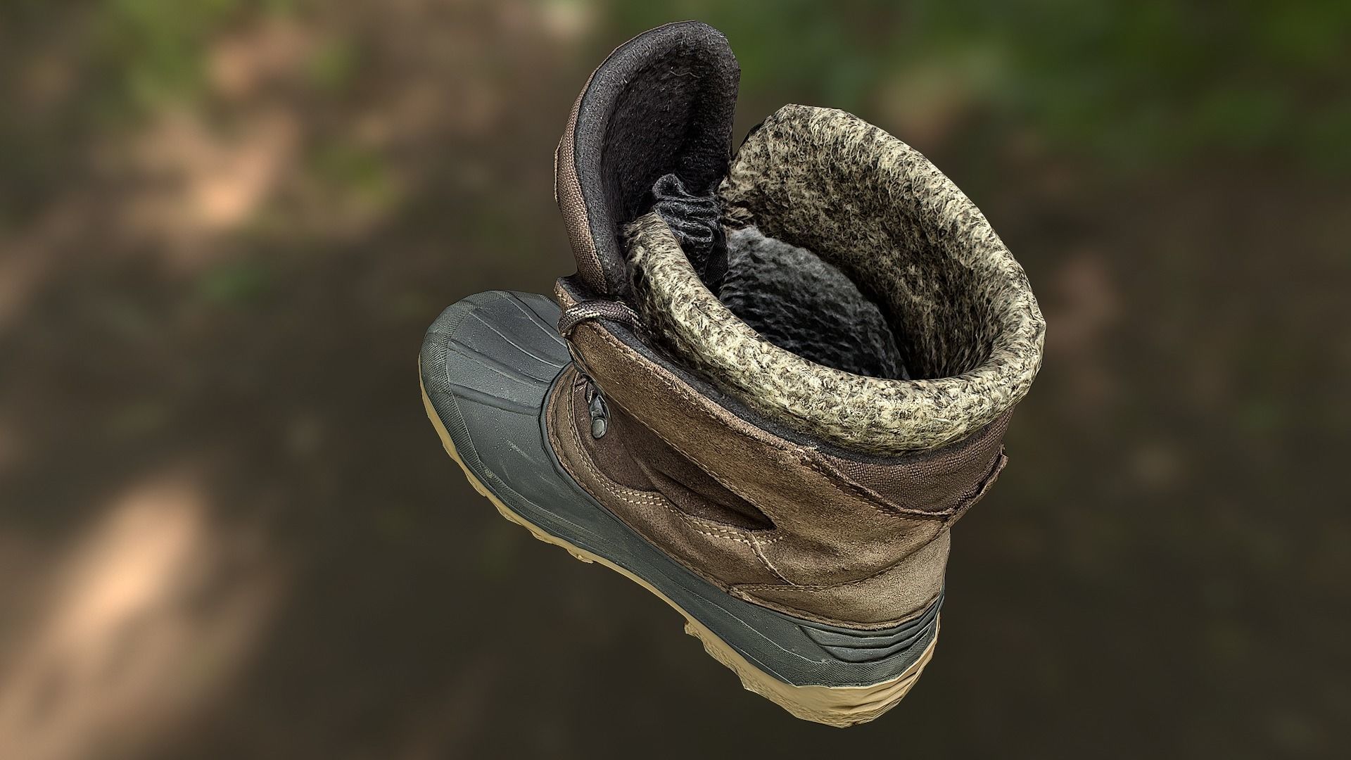 Boot 3D model low poly snow boots in woods Low-poly 3D model_4