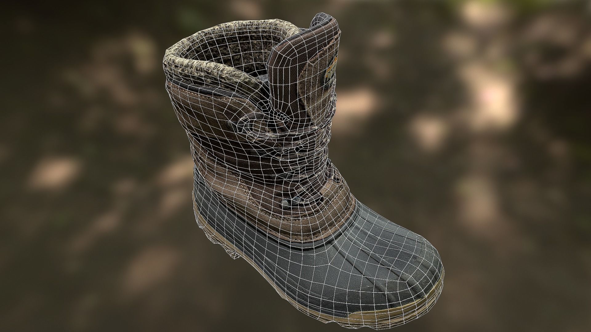 Boot 3D model low poly snow boots in woods Low-poly 3D model_15
