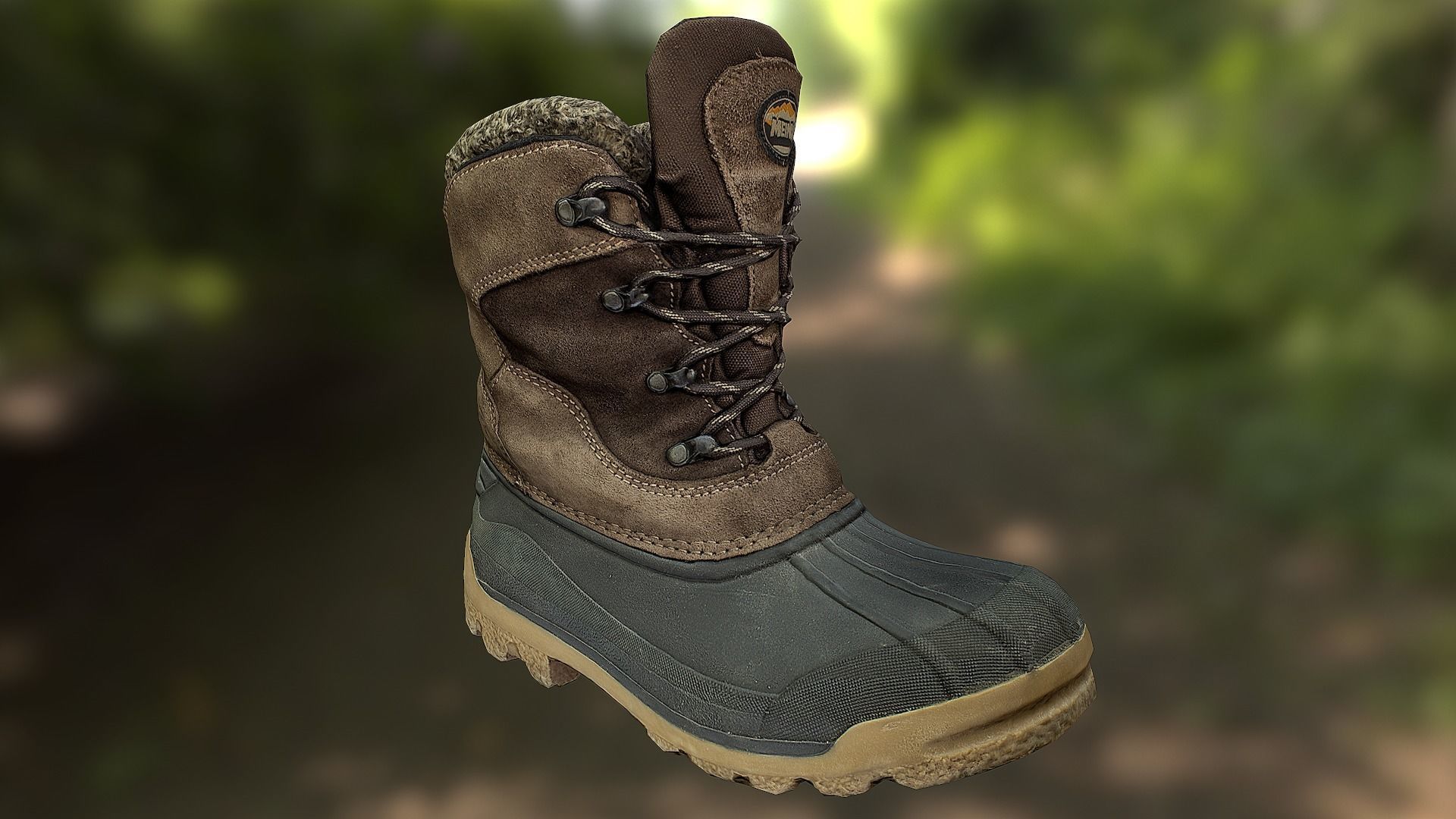 Boot 3D model low poly snow boots in woods Low-poly 3D model_1
