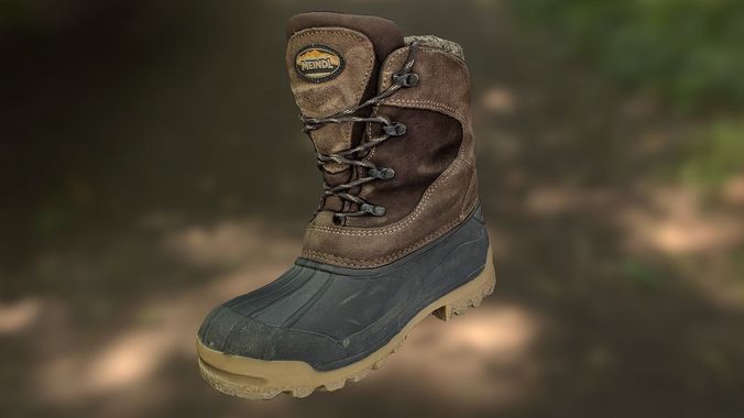 Boot 3D model low poly snow boots in woods Low-poly 3D model