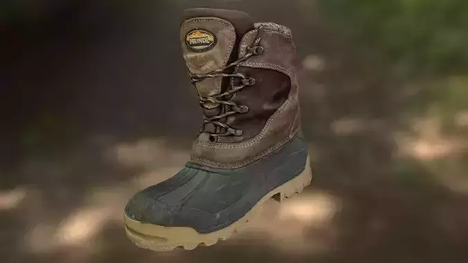 Boot 3D model low poly snow boots in woods Low-poly 3D model