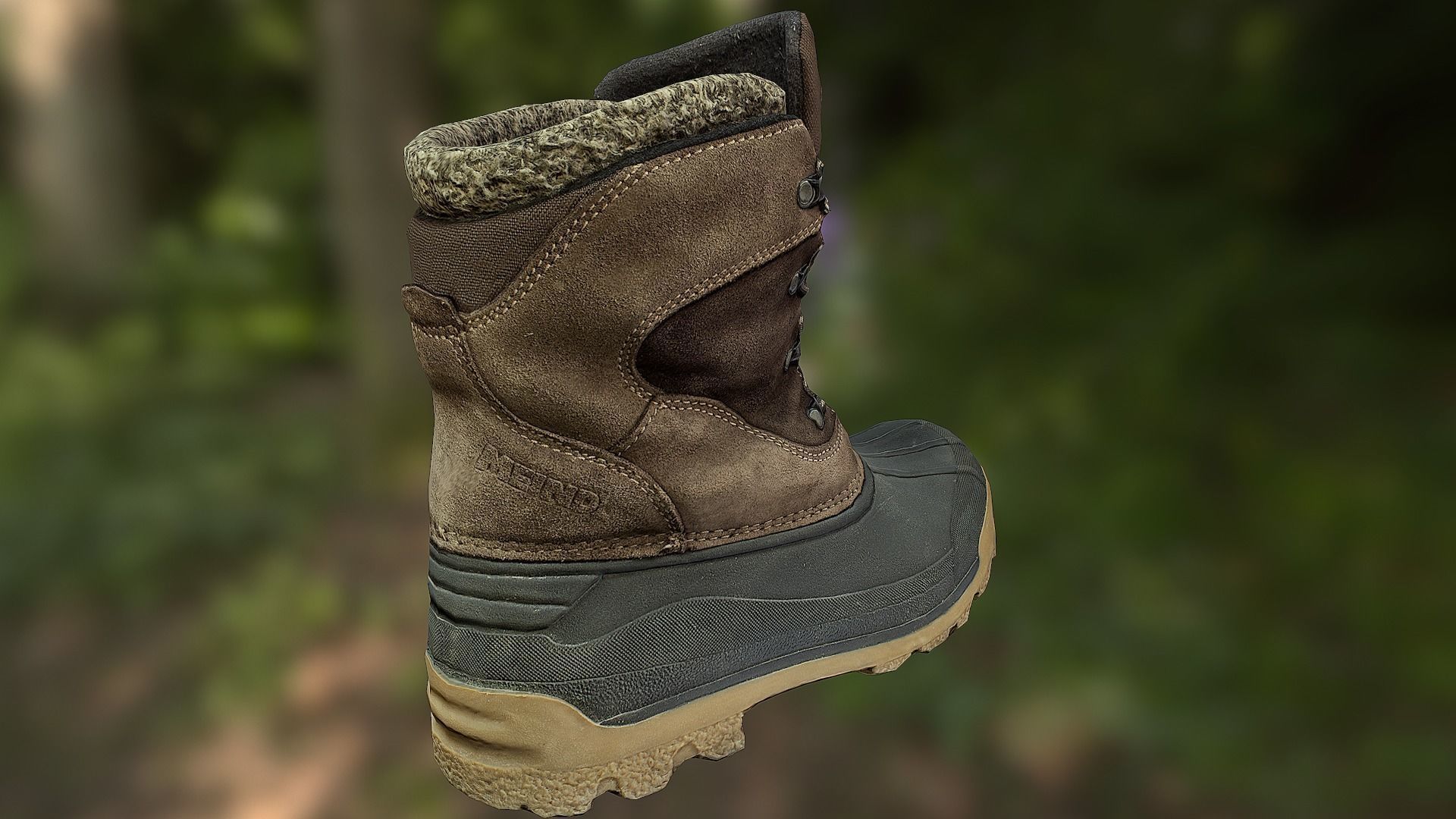 Boot 3D model low poly snow boots in woods Low-poly 3D model_2