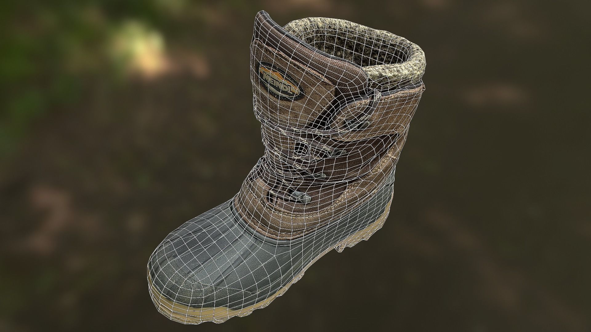 Boot 3D model low poly snow boots in woods Low-poly 3D model_14