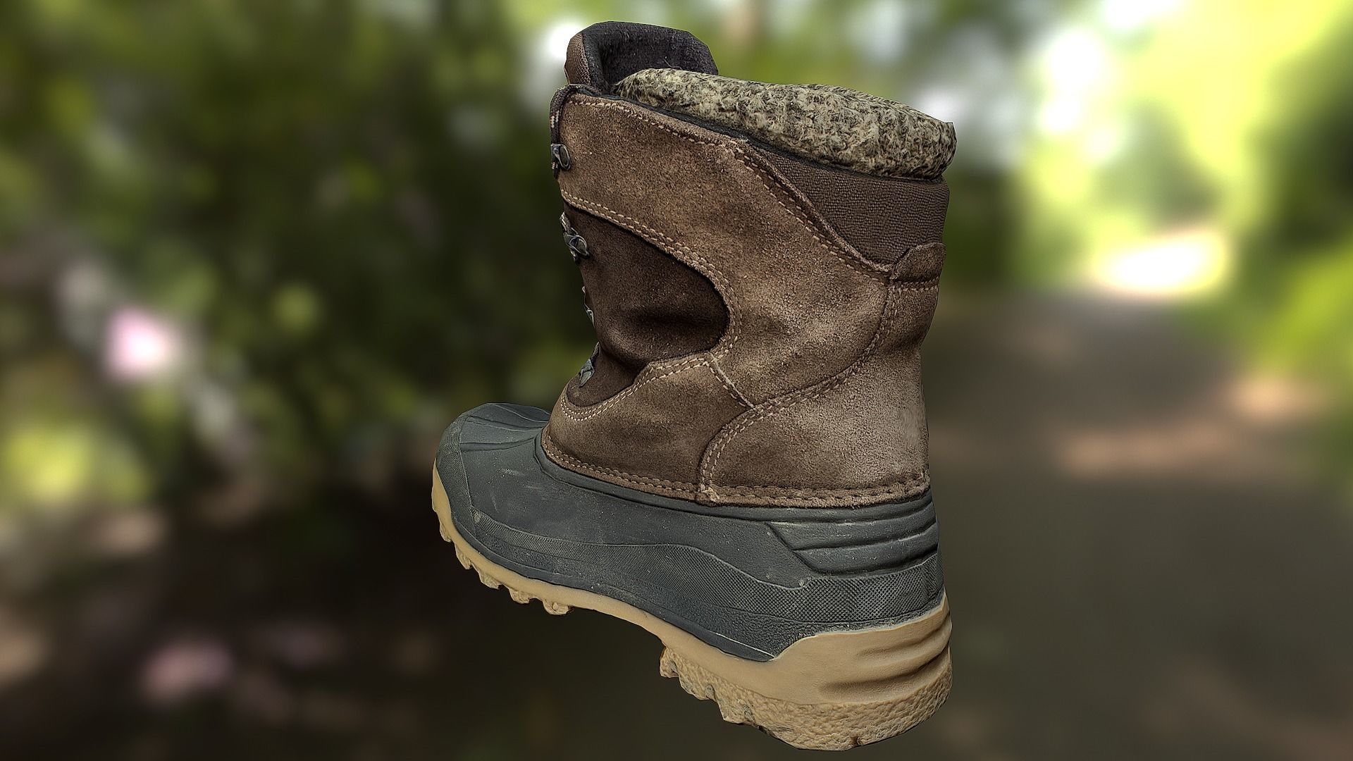 Boot 3D model low poly snow boots in woods Low-poly 3D model_3