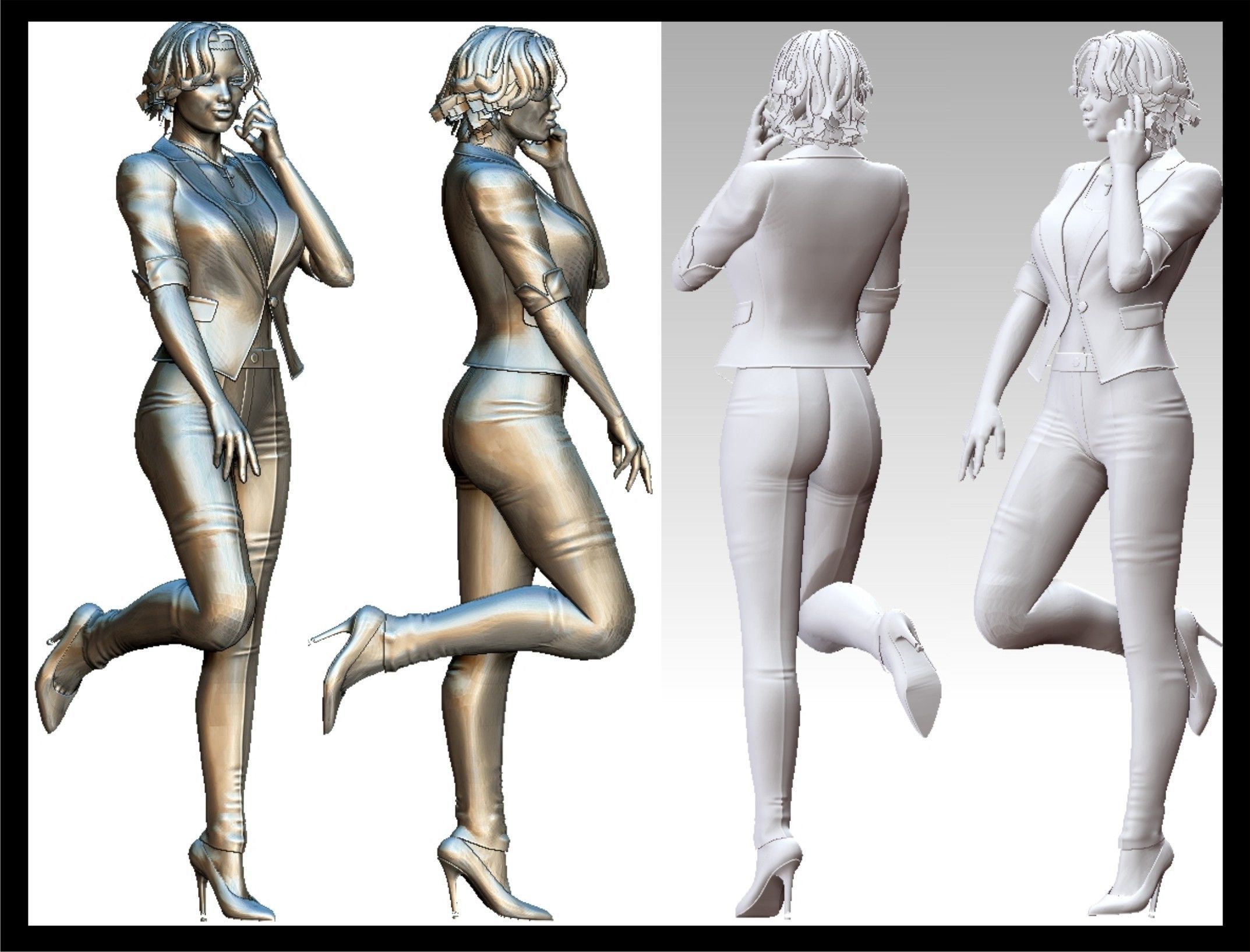 Sculpture girl 3D print model_3